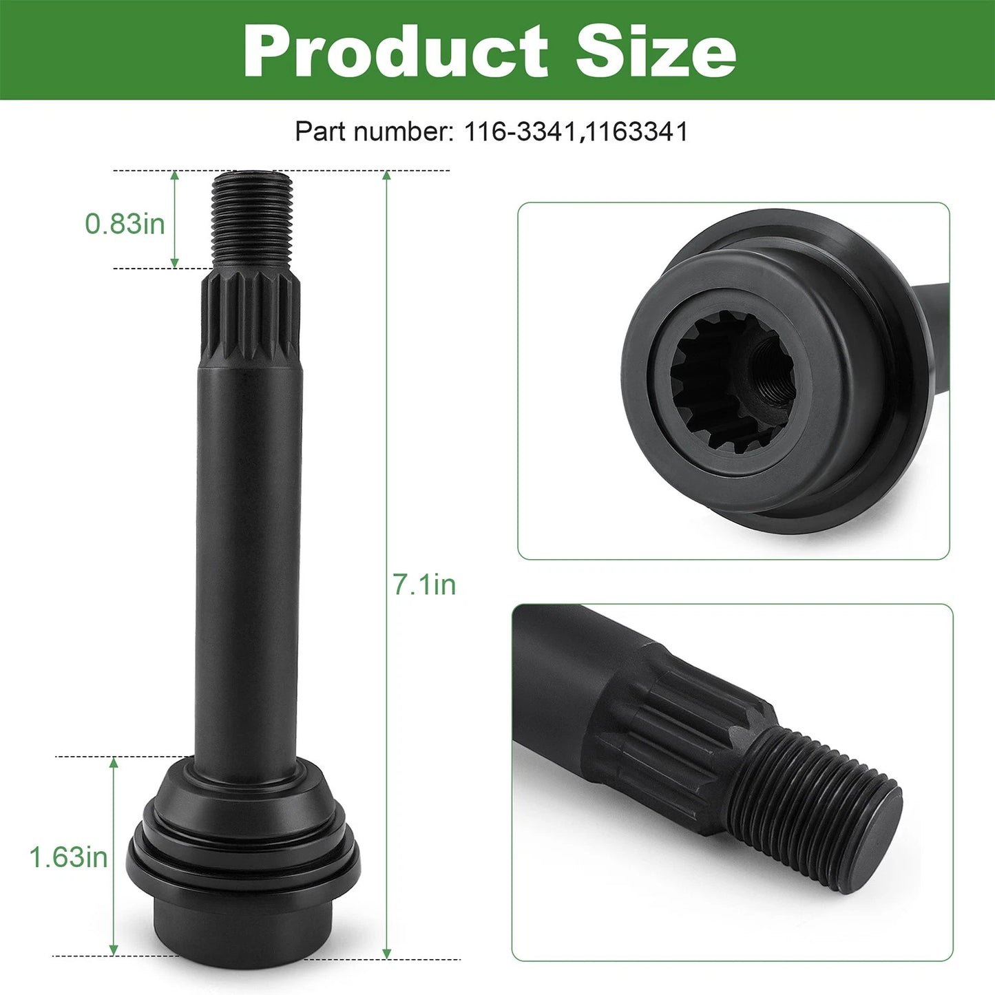 Spindle Shaft and Seal For Exmark Lazer Z Turf Tracer 116-3341