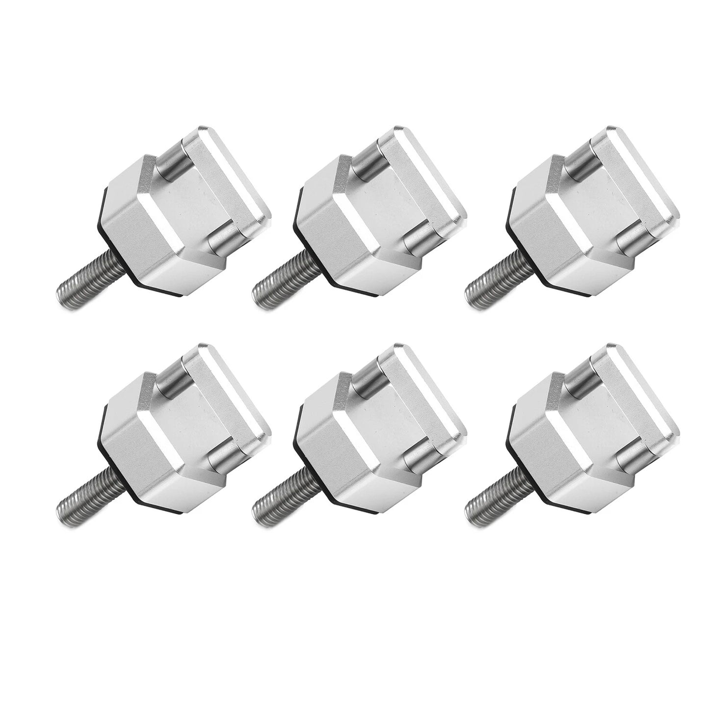Silver  Hard Top Quick Removal Fastener Thumb Screw With D Rings Billet 6PCS