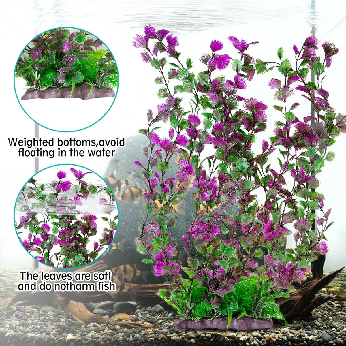 Hamiledyi Aquarium Plastic Plants Decor Artificial Fish 20.4 in, B