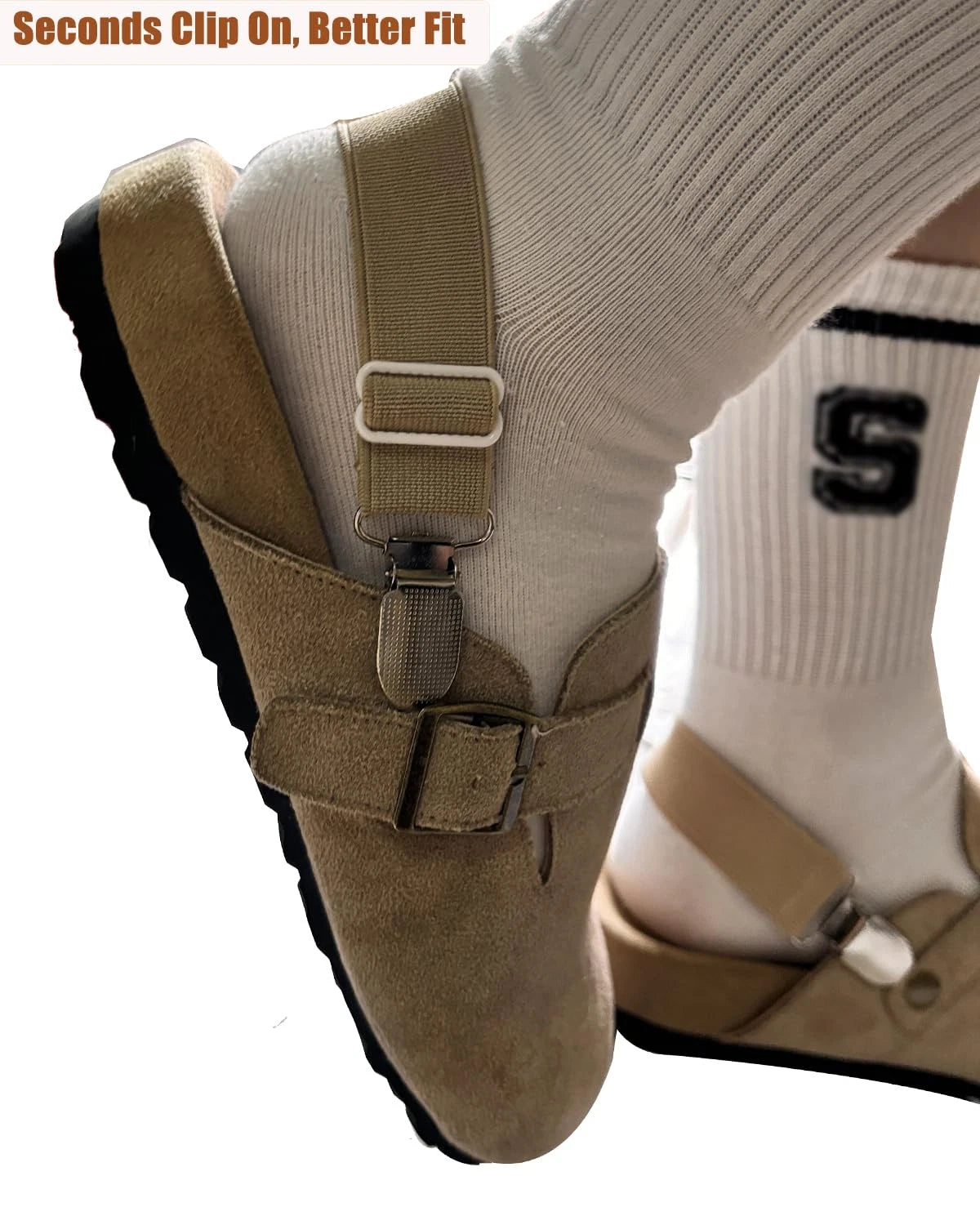BitsFans Elastic Shoe Straps for Birkenstock Clogs Men and Ajustable, Khaki