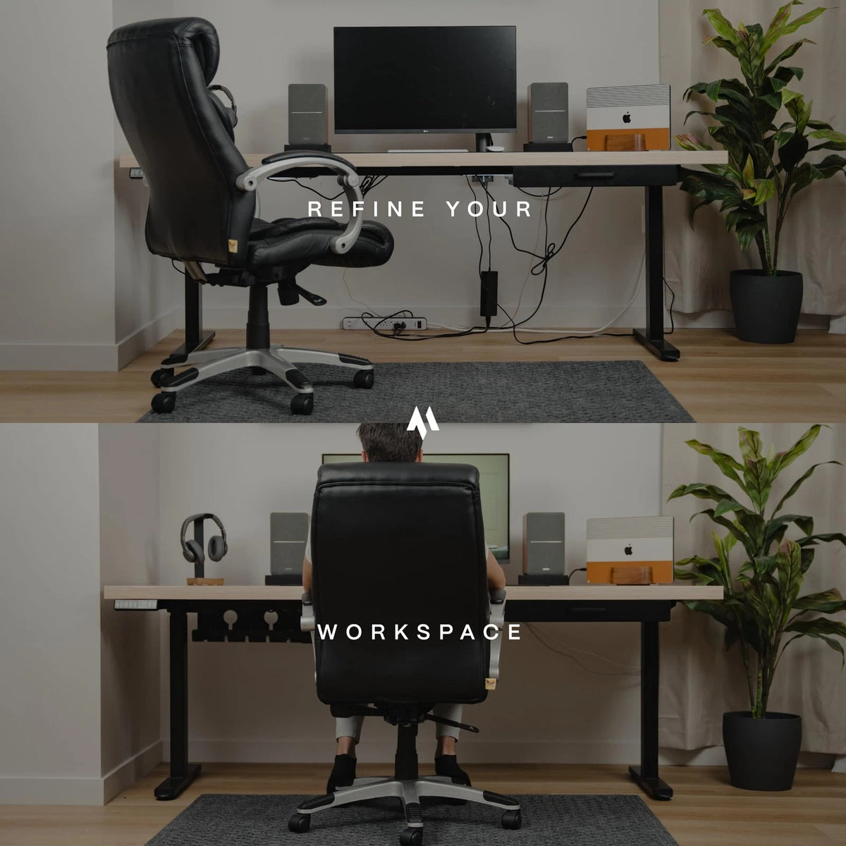 No-Drill Under Desk Cable Management Tray - 2-Pack Wire & Medium, Matte Black
