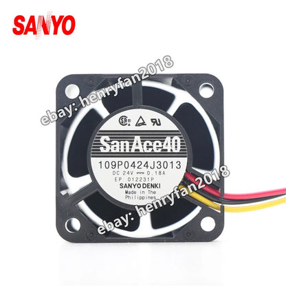 SANYO Denki 109P0424J3013 SanAce Fan DC 24V 0.18A 40*40*28MM 3-wire Cooling Fan