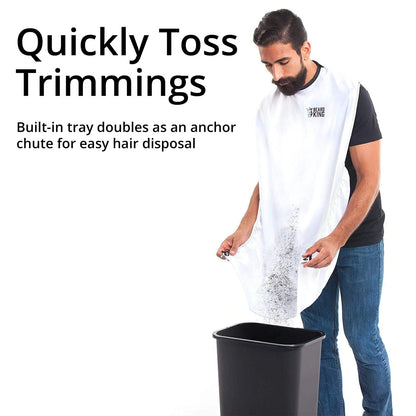 Beard King Bib Apron - As 1 Count (Pack of 1), White w/ Packing Pouch