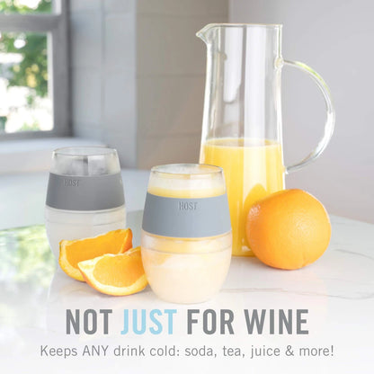 Host Wine Freeze Cup Set of 2 - Plastic Double Wall 8.5 Ounces, Gray Standard