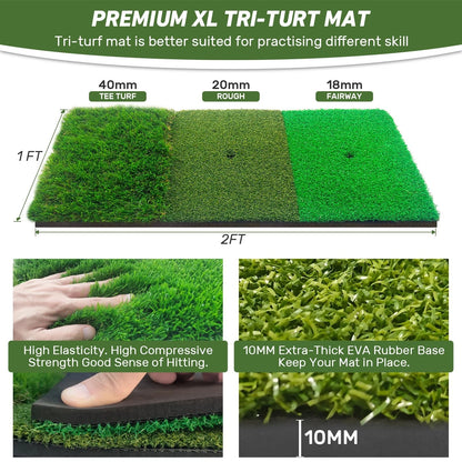 KLAODOT Golf Net with Practice Mat,Golf Hitting 10*7, Black/White/Red/Green