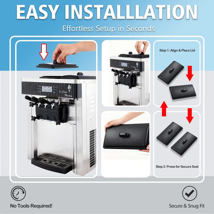 Two-Piece Plastic Mix Hopper Lid Compatible with Vevor Soft One Size, Black