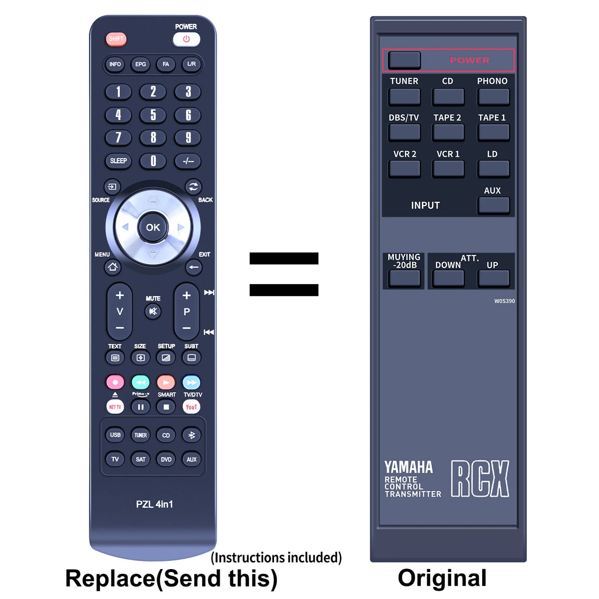 VI05390 Replacement Remote Control For Yamaha AVS700