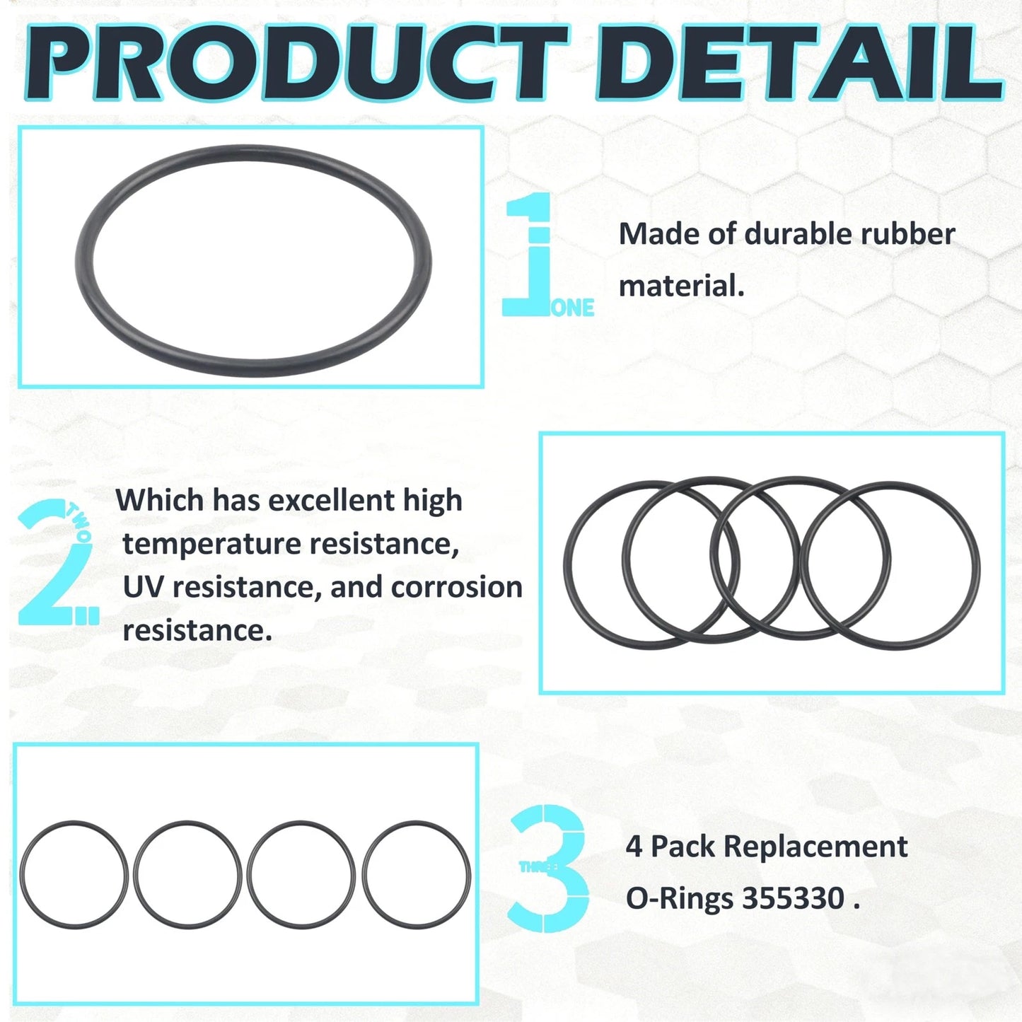 4-Pack Replacement O-Rings 355330 – for Pentair Filters, Skimmers, and Black