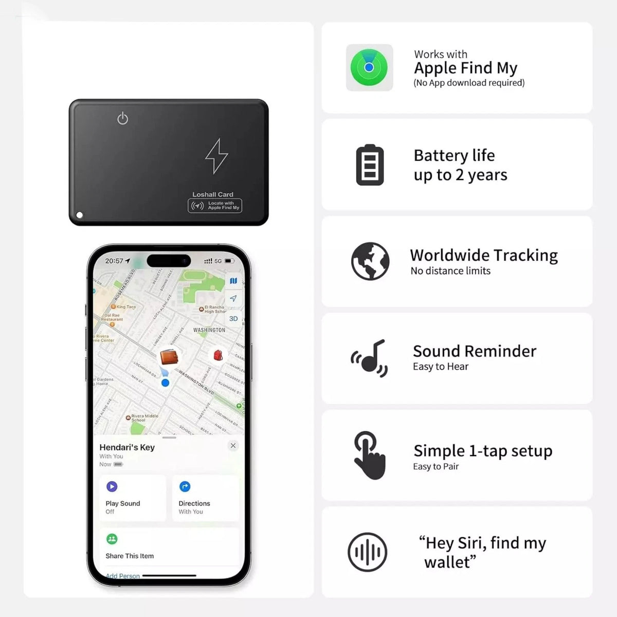 Bluetooth Wireless Charging Smart Card Tracker Ultra-Thin Wallet Tracker
