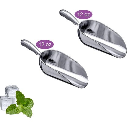 Amazing Abby - Elsa - 12-Ounce Aluminum Ice Scoops (Set 12 oz, 2-Pack, Silver