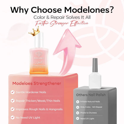 modelones Nail Strengthener and Growth 0.34 Fl Oz (Pack of 1), A1-Peachy Pink