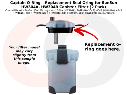 Captain O-Ring – Replacement Seal Oring for SunSun HW304A, Black (Rubber)