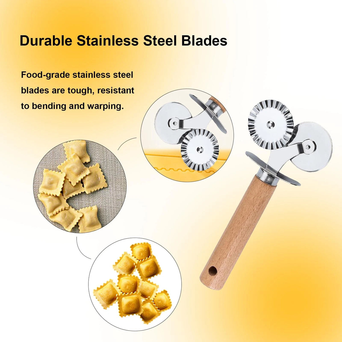 Pastry Double Cutter Wheel,2 Pack Pasta Wheel,Dual-Head 2 Pack, Silver