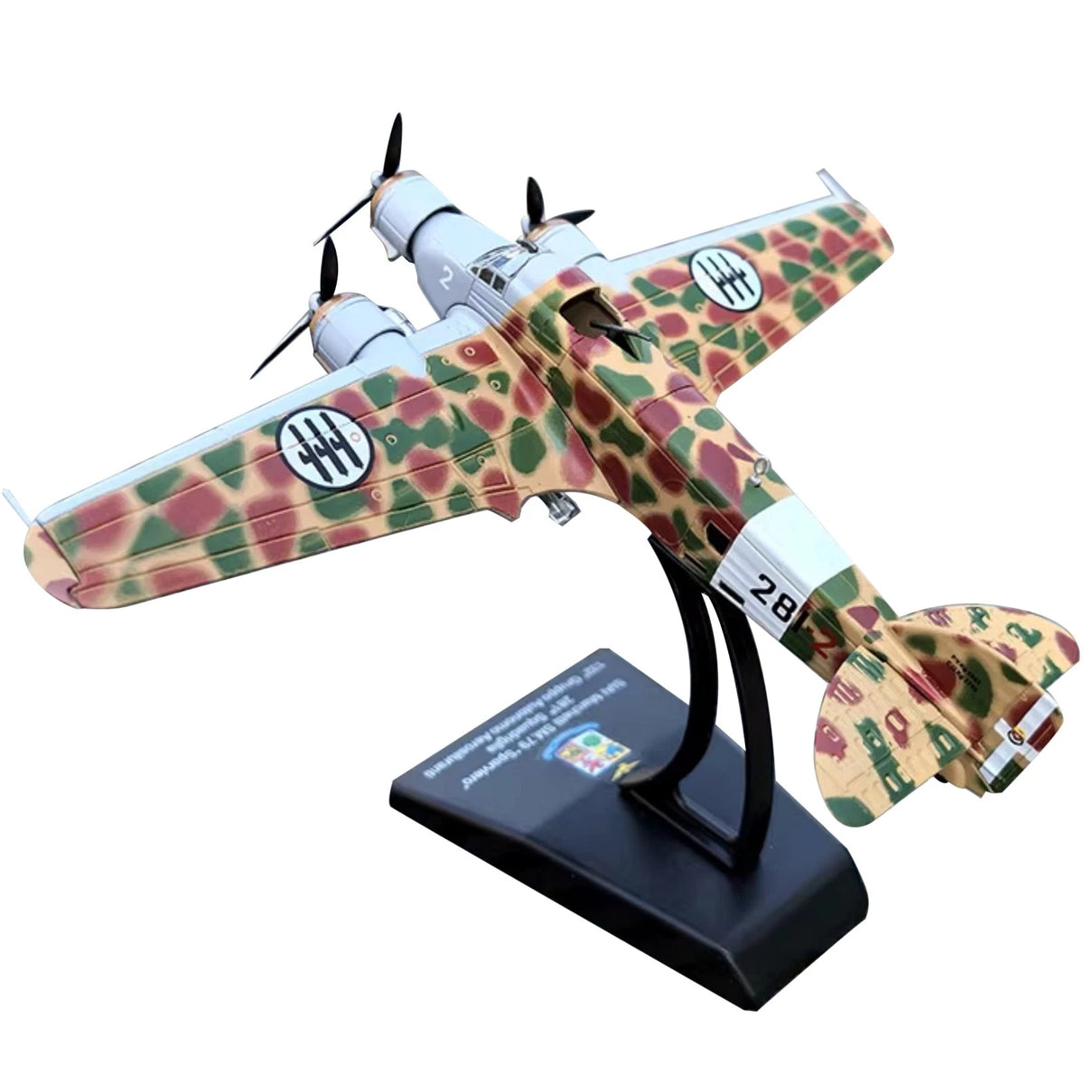 11cm Long 1/144 Scale Diecast SM.79 Sparviero Bomber Model Aircraft Toy