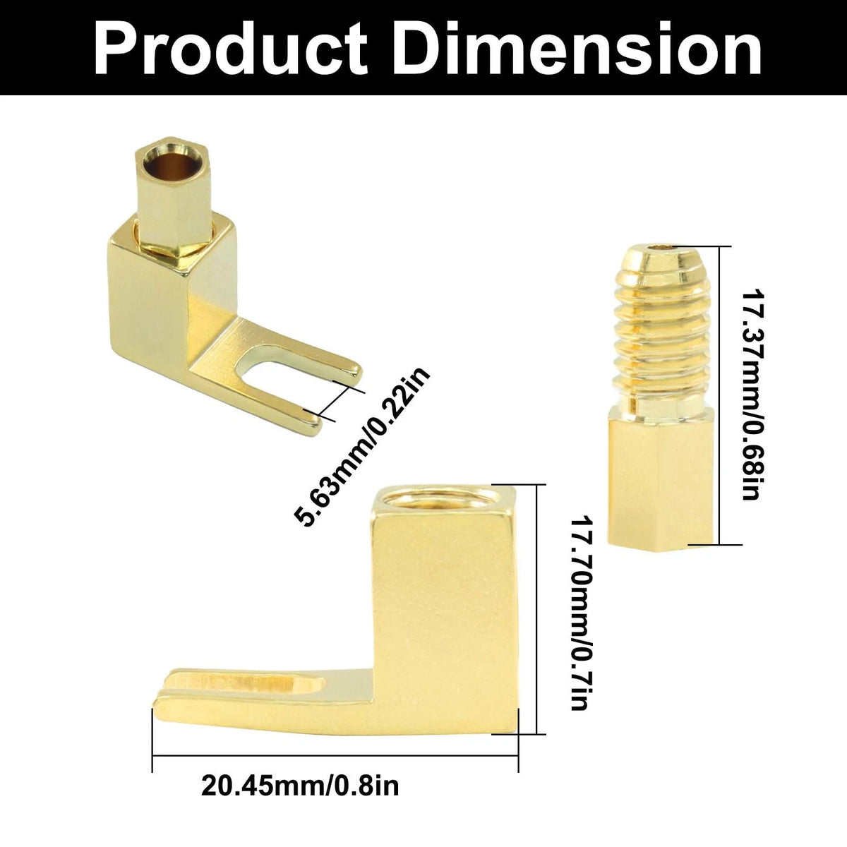Zorveiio 4 Pack Hi-Fi Banana Plug to Spade Adapter Plated Brass 4 PCS