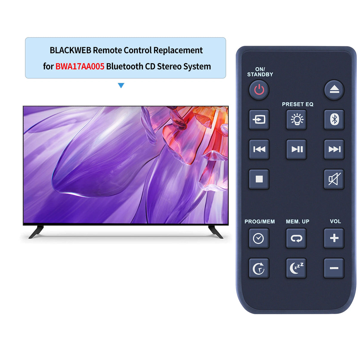 Remote Control For Blackweb BWA17AA005 CD Player Stereo Audio System