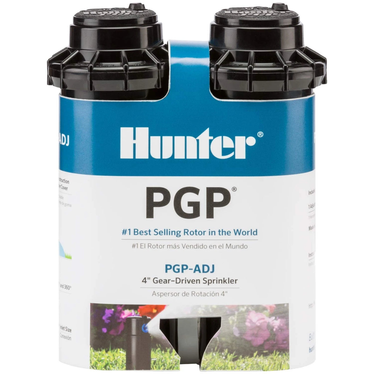 Hunter PGP-ADJ 3/4" Rotor Sprinkler, Adjustable 40°– 360° Arc, 2-Pack, Black