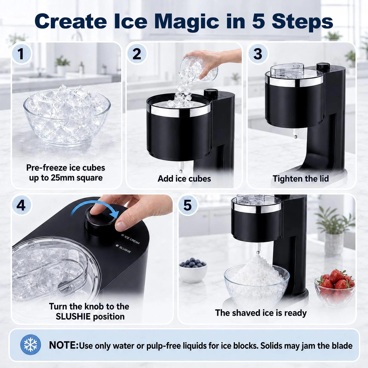 Ice Cream Maker & Shaved Machine, 2-in-1 Slushie Machine General, Black