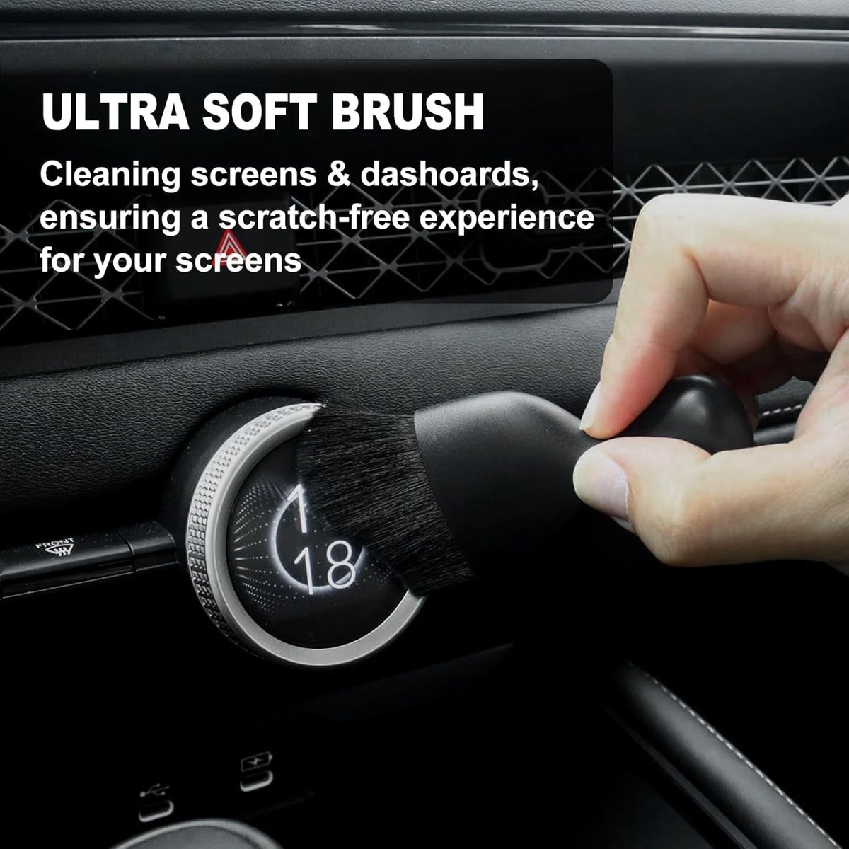 7PCS Car Detailing Brush Set, Ultra Soft Interior Kit, Black