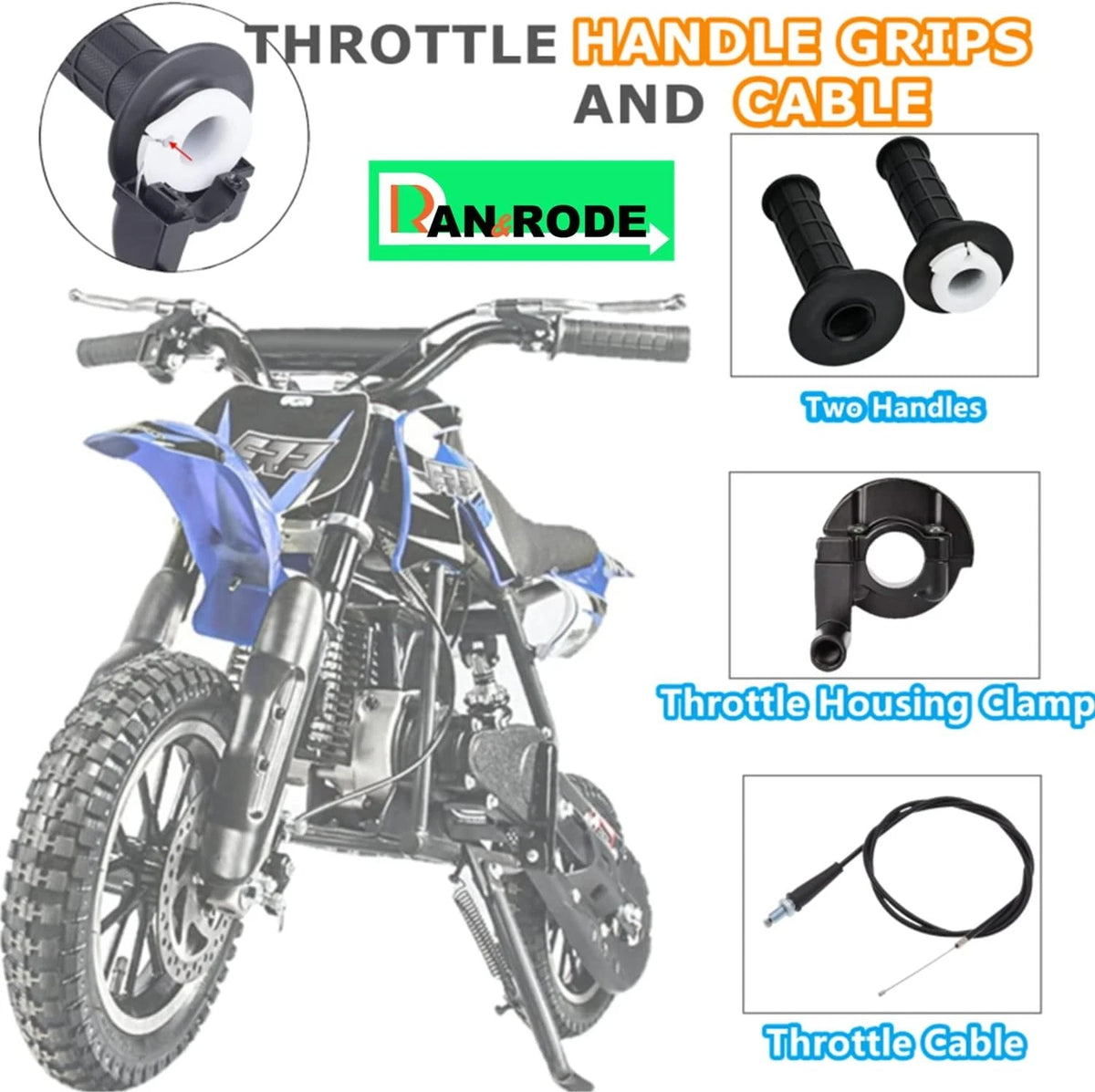Mini Bike Throttle Assembly Cable for handlebar replacement, black