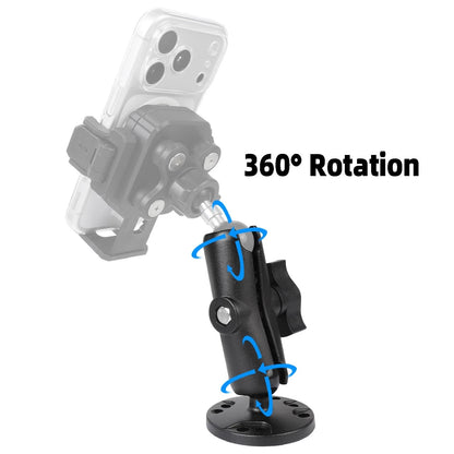 FPN 1" Ball Double Socket Arm with AMPS Hole Round Plate Base, 4.53" Length