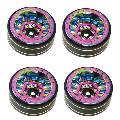 4pcs 1.1" Brass + Aluminium Alloy Wheel Hubs Rims for Axial SCX24 1/24 RC Car
