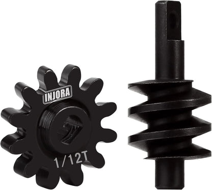 INJORA Underdrive Gears Differential Axle Steel 1/12T Worm Gears...