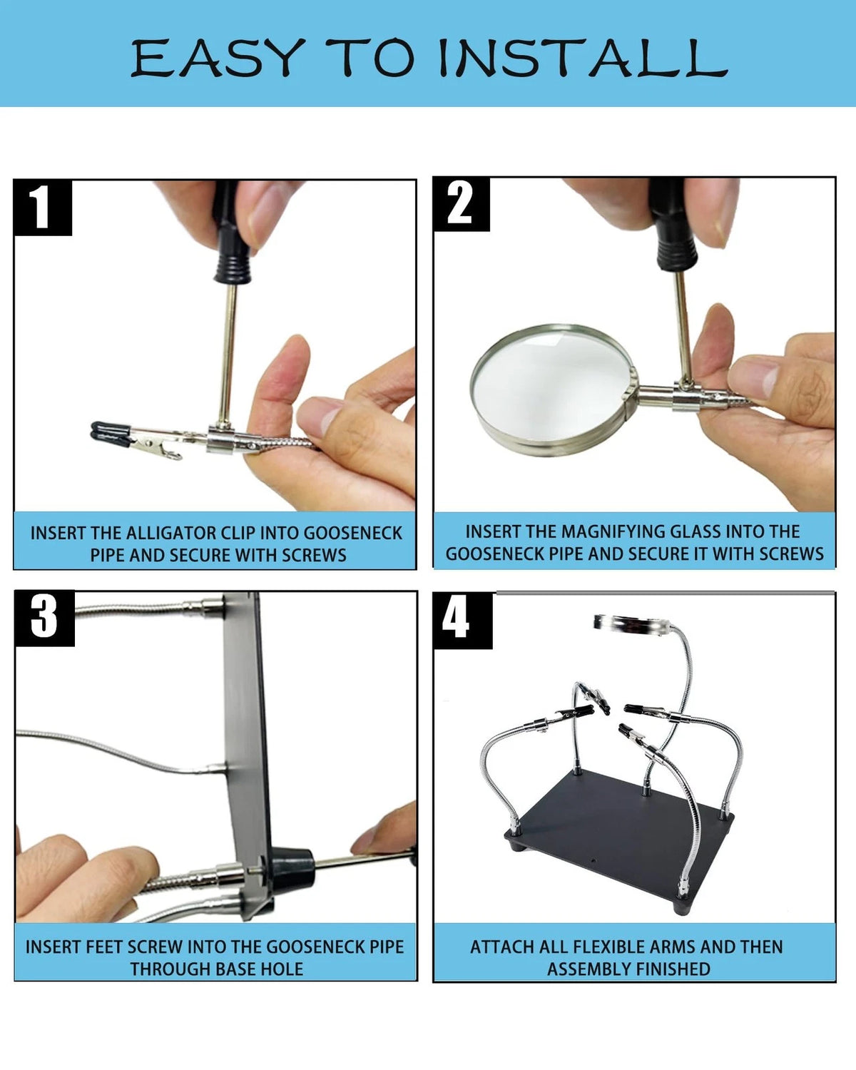 Kaisiking Helping Hands Soldering Station with Magnifying Glass, PCB Holder...