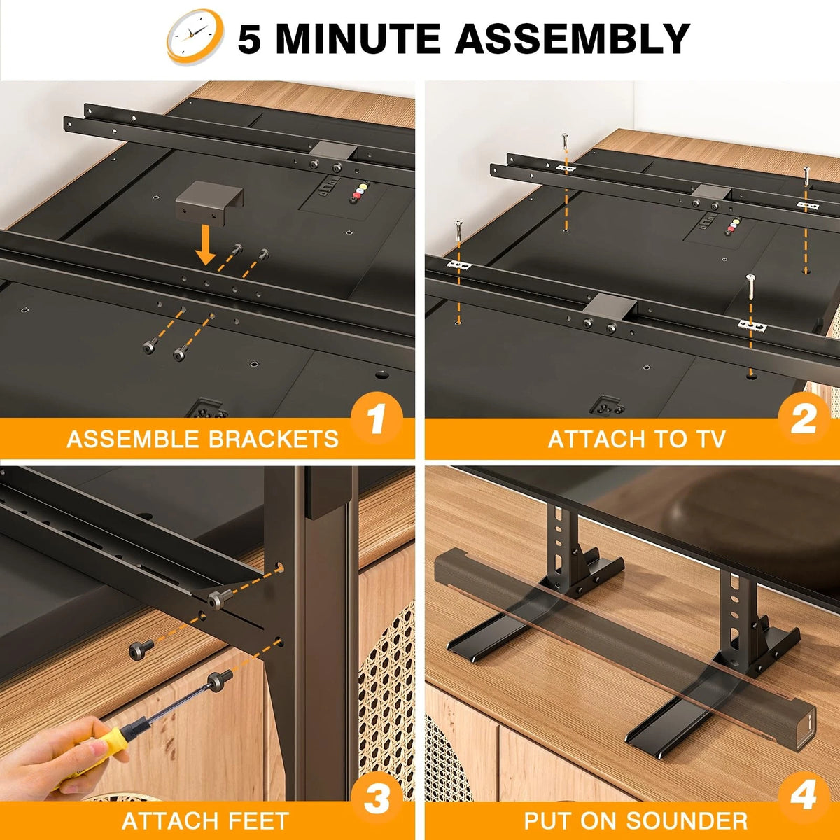 TAVR Universal Table Top TV Stand Mount, Legs for Most 20-75 inch, Black