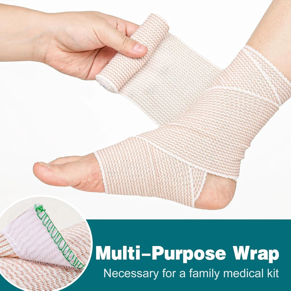 AZEN Premium 6 Pack Elastic Bandage Wrap 4 Inch, Compression 4 A-6p