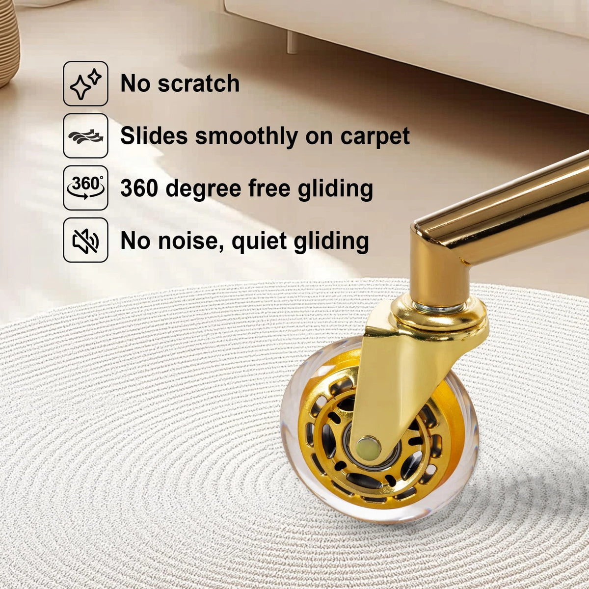 Frassie Home Office Gaming Chair Metal Base Replacement Set with Bottom Gold