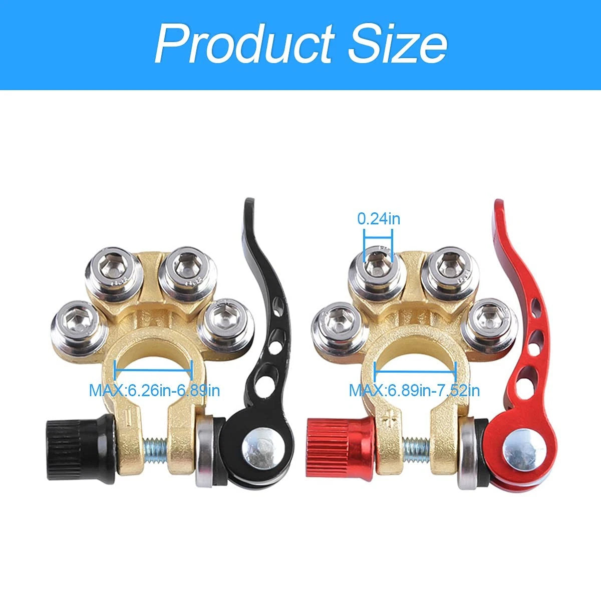Car Battery Terminal Connectors, 2 Pcs 4 2 cm x 10 x 30 cm, Black/Red-1