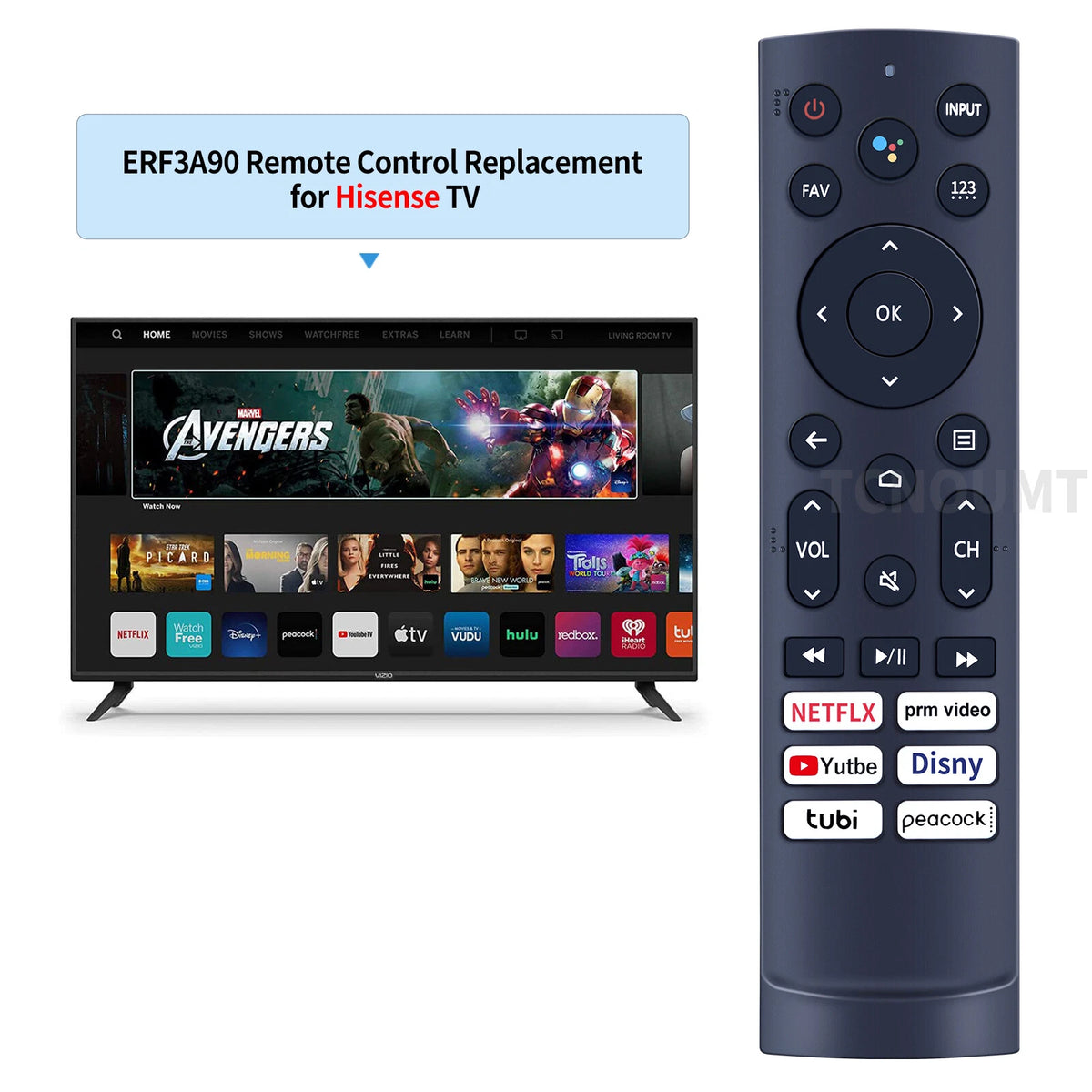 ERF3A90 Remote Control For Hisense Smart TV ERF3M90H ERF3V90H
