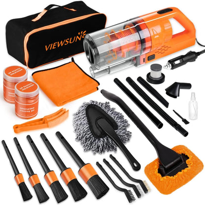 Viewsun Car Cleaning Kit, Orange 17pcs Interior Detailing 17PCS,