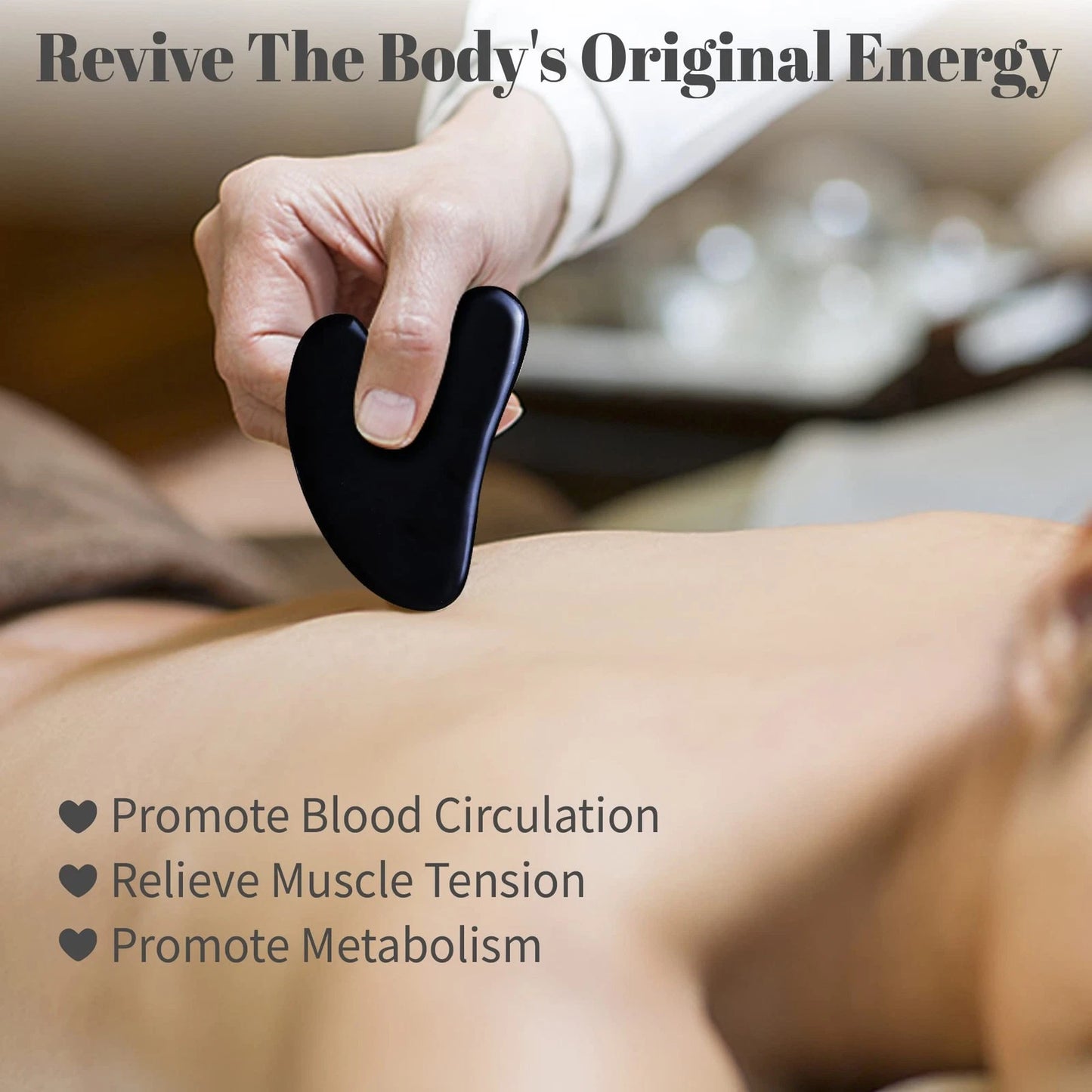 Rena Chris Guasha Massage Tool, 4 Pcs Gua Sha Facial 4 Piece Set, Black