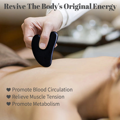 Rena Chris Guasha Massage Tool, 4 Pcs Gua Sha Facial 4 Piece Set, Black