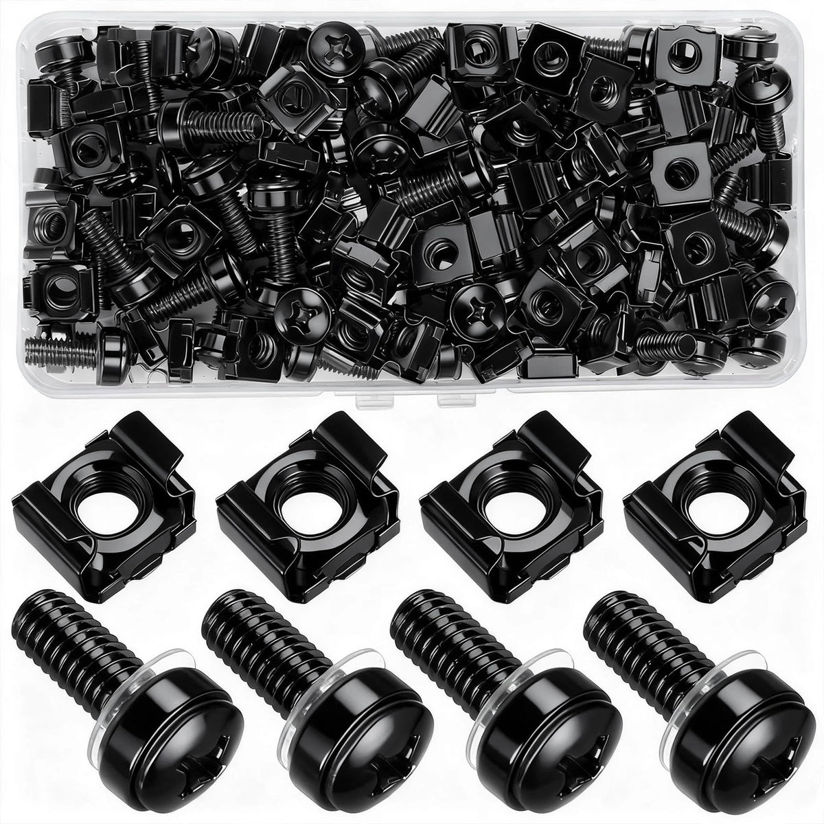 110 Pcs/55 Set Rack Mount Screws and Cage Nuts for M6x20MM, black