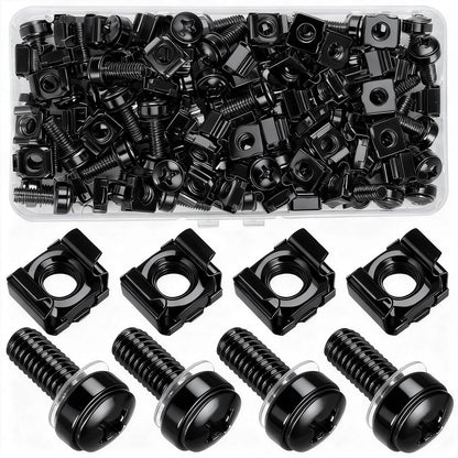 110 Pcs/55 Set Rack Mount Screws and Cage Nuts for M6x20MM, black