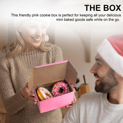 MT Products Pink Cookie Boxes 6" x 4 1/2" x 2 3/4" - Elegant 6 X 4 X 2,