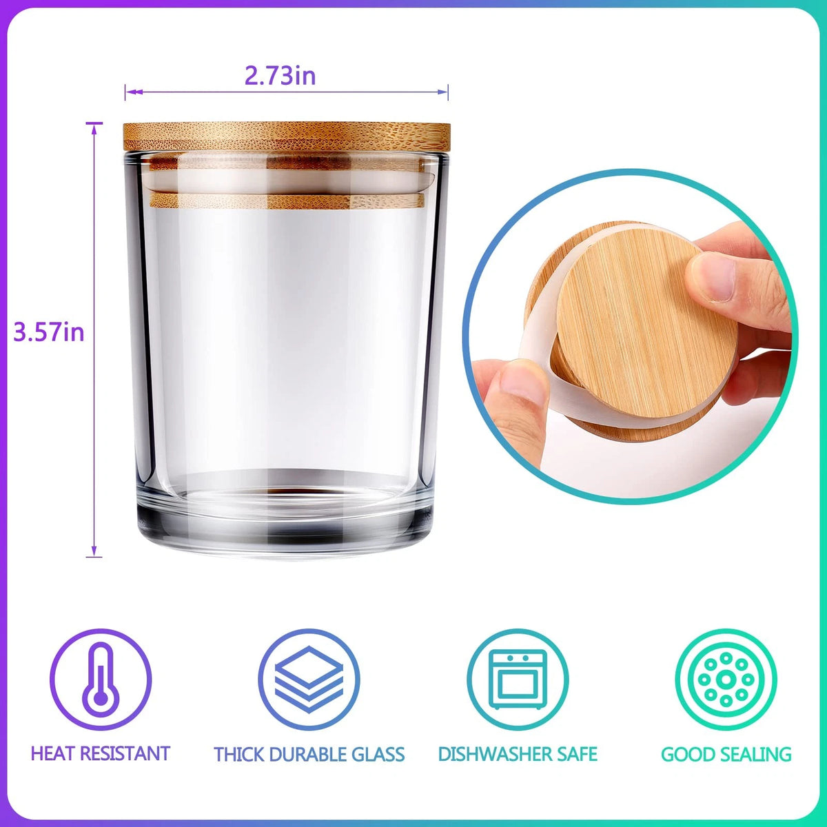 20 PCS Candle Jars,Candle Jars with Lids,Candle Making 6 Ounces, Transparent