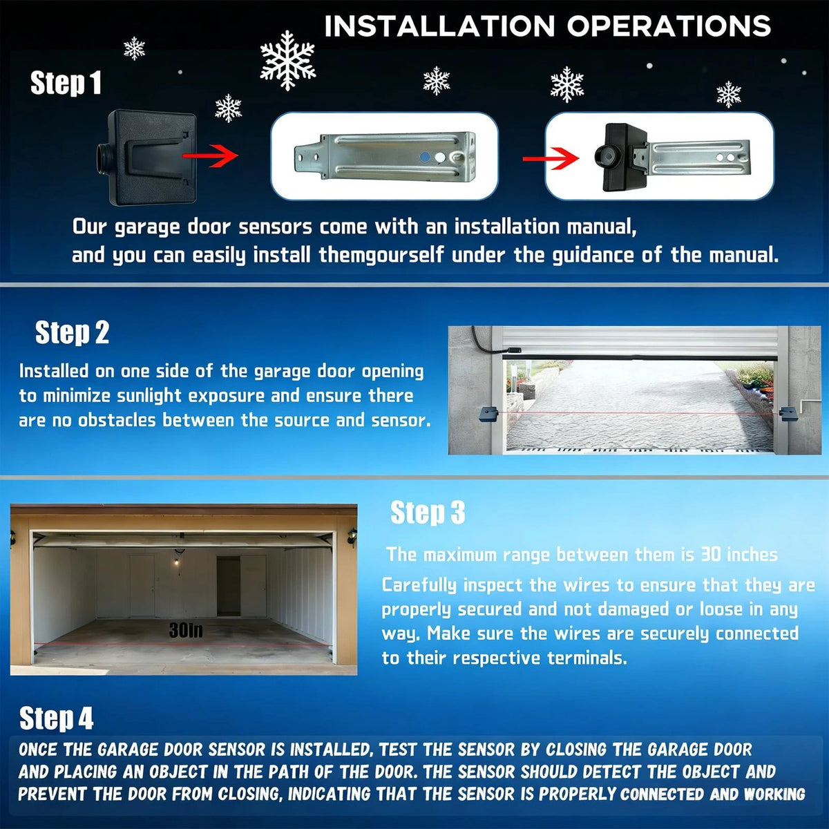 Garage Door Sensors, Replacement for Genie/Overhead 1pack