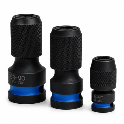 3-Piece Drill Socket Adapter Kit with Quick-Change 1/4" Hex Shank CR-MO Steel