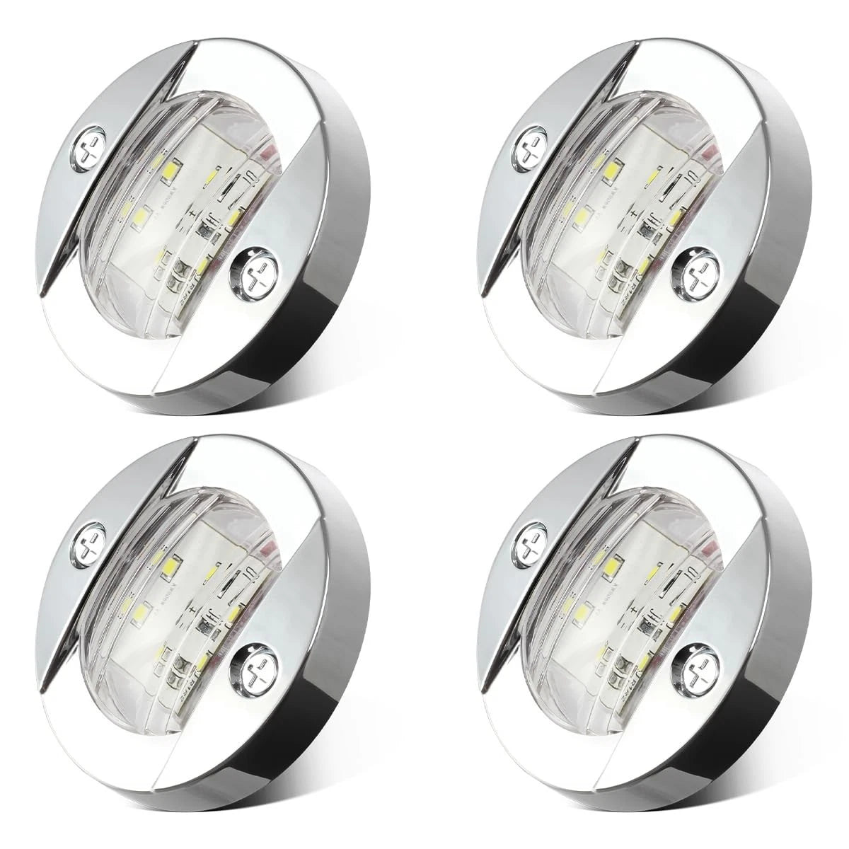 Partsam 4Pcs 3" Inch Round Chrome Marine Boat Lights Blue LED 3 inch,