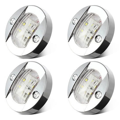 Partsam 4Pcs 3" Inch Round Chrome Marine Boat Lights Blue LED 3 inch,