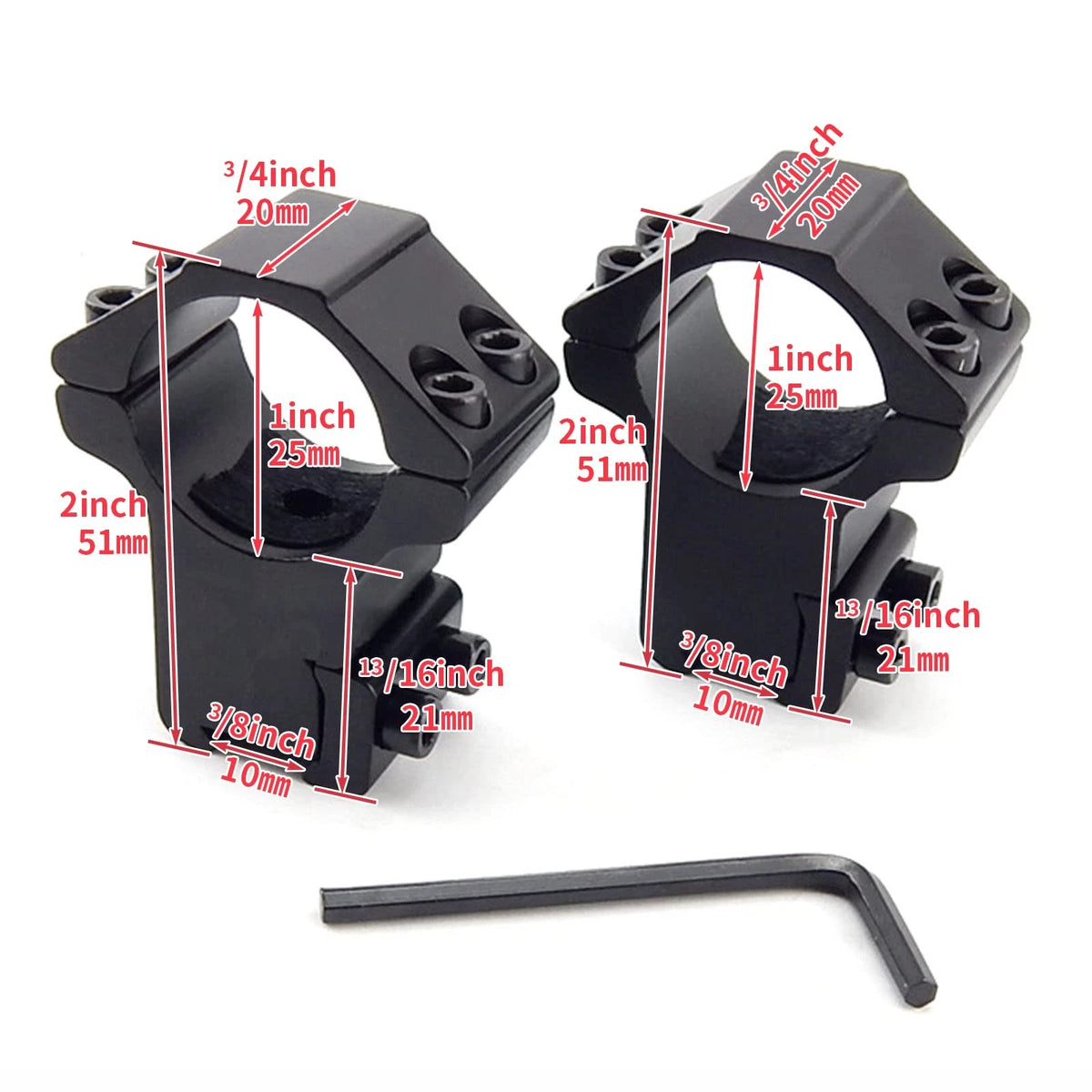 homeingarden 2-Pack Scope Rings 1" High Profile Rifle Mount Black