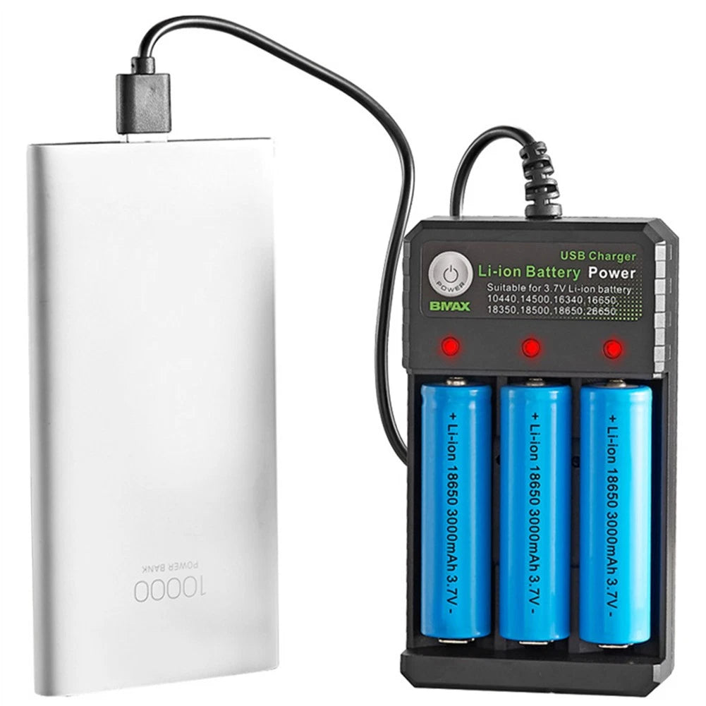 Two-Color Charging Indicator USB DC 5V 3-Slot Lithium Battery Charger Portable