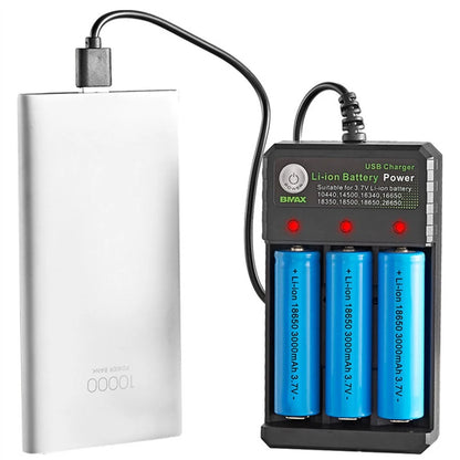 Two-Color Charging Indicator USB DC 5V 3-Slot Lithium Battery Charger Portable