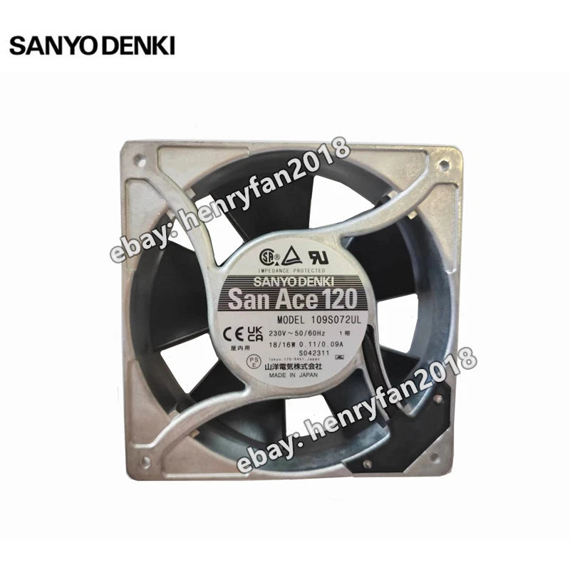 Sanyo Denki 109S072UL Axial Fan SanAce 230V 0.11/0.09A 120*120*38MM Cooling Fan