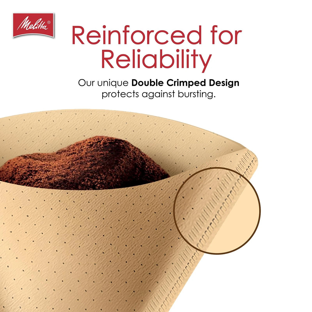 Melitta #4 Cone Coffee Filters, Natural Brown, 100 3-Pack, Brown
