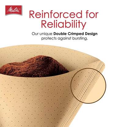 Melitta #4 Cone Coffee Filters, Natural Brown, 100 3-Pack, Brown